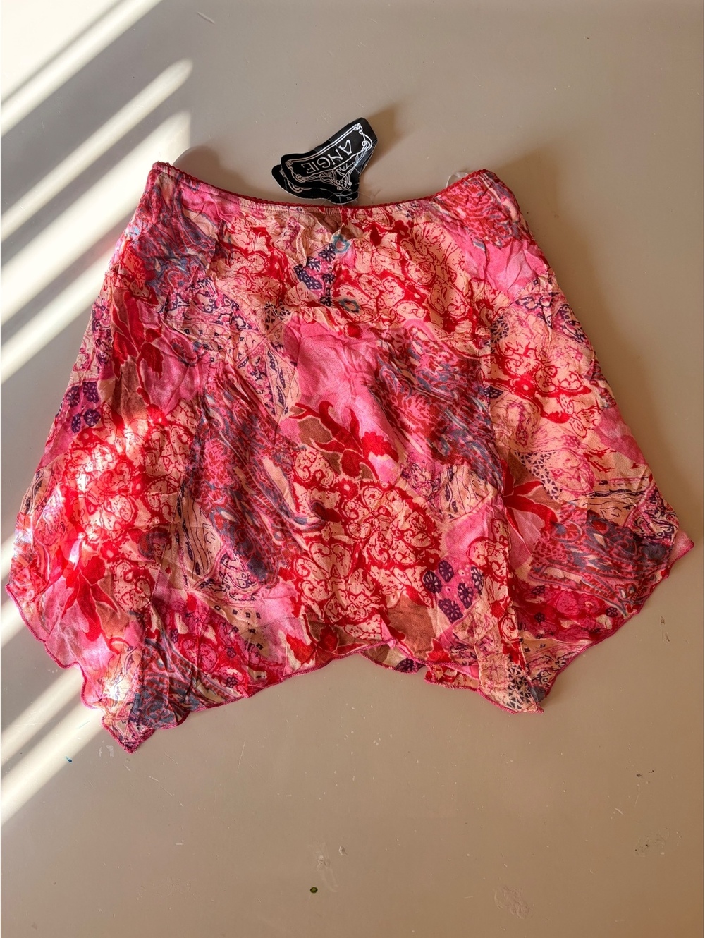 Y2K Deadstock Pink Paisly Flounce Mini Skirt Fairy #13